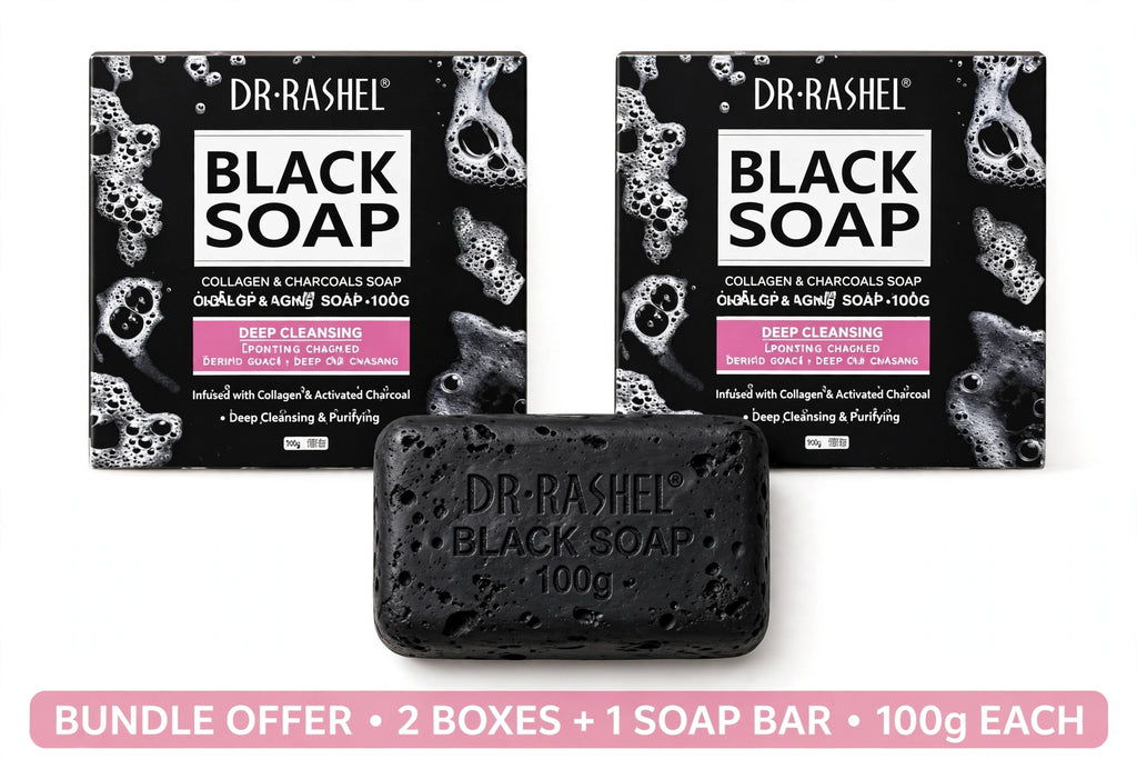 2pcs Best offer bundle DR RASHEL Black Soap collagen & charcoal soap,- Ance&pre cleansing  soap.