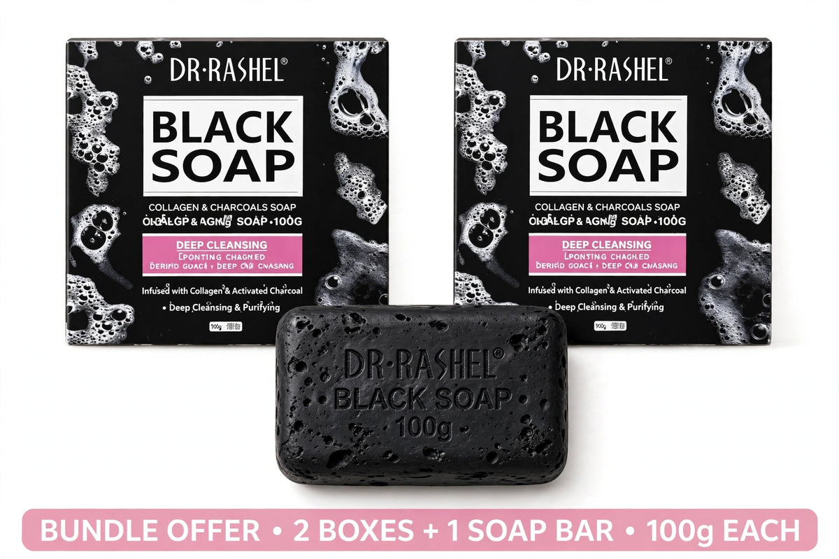 2pcs Best offer bundle DR RASHEL Black Soap collagen & charcoal soap,- Ance&pre cleansing  soap.