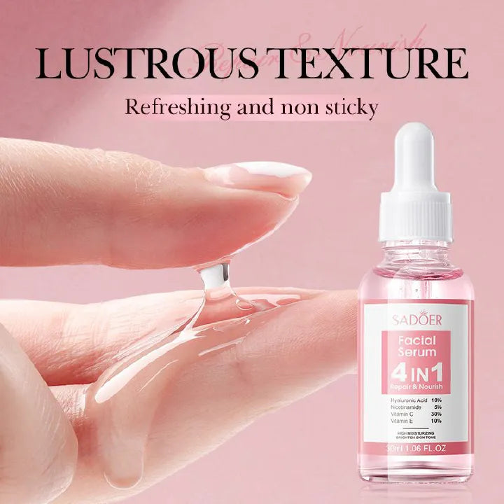 4in 1 Face serum with Niacinamide (5%) Hyaluronic Acid (10%) Vitamin C (30%) Vitamin E (10%) -30ml
