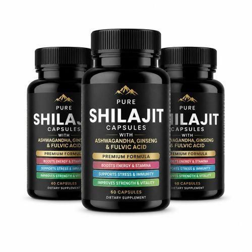 SHILAJIT Pure Capsules with Ashwagandha, Ginseng & Fulvic Acid – 60 Capsules