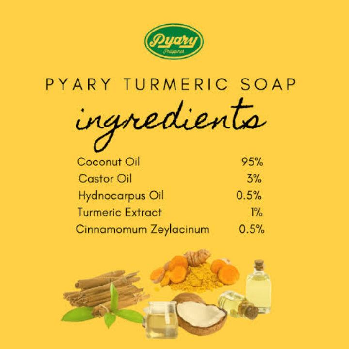 Pyary Ayurvedic Turmeric Tumeric indian Soap Natural 100% Vegan For Smooth Even Skin Tone