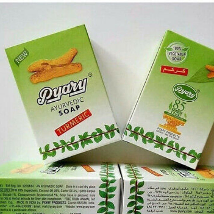 Pyary Ayurvedic Turmeric Tumeric indian Soap Natural 100% Vegan For Smooth Even Skin Tone