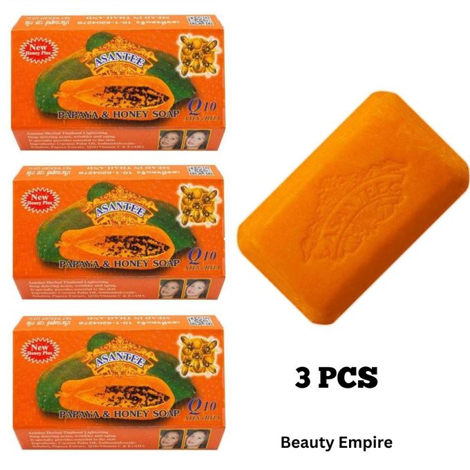 Asantee 3pcs Papaya And Honey Skin Whitening Anti Acne Facial Soap