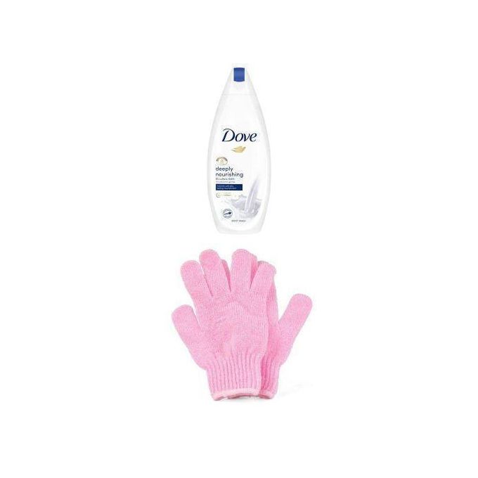 Dove Deeply Nourishing Shower Gel + free gloves (color may differ)