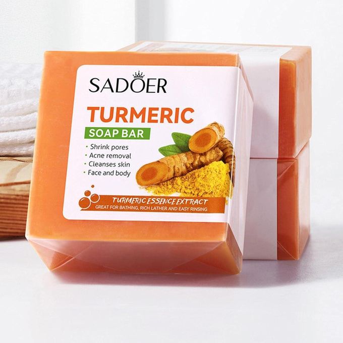3 Pieces Turmeric Soap, Tumeric Soap, Moisturizes the Skin, Increase Water Retention, Remove Acnes, Like Vitamin C it Fade Dark Marks, Shrink Pores, Brighten Skin, Soften Skin, Anti Acne, Oil Control