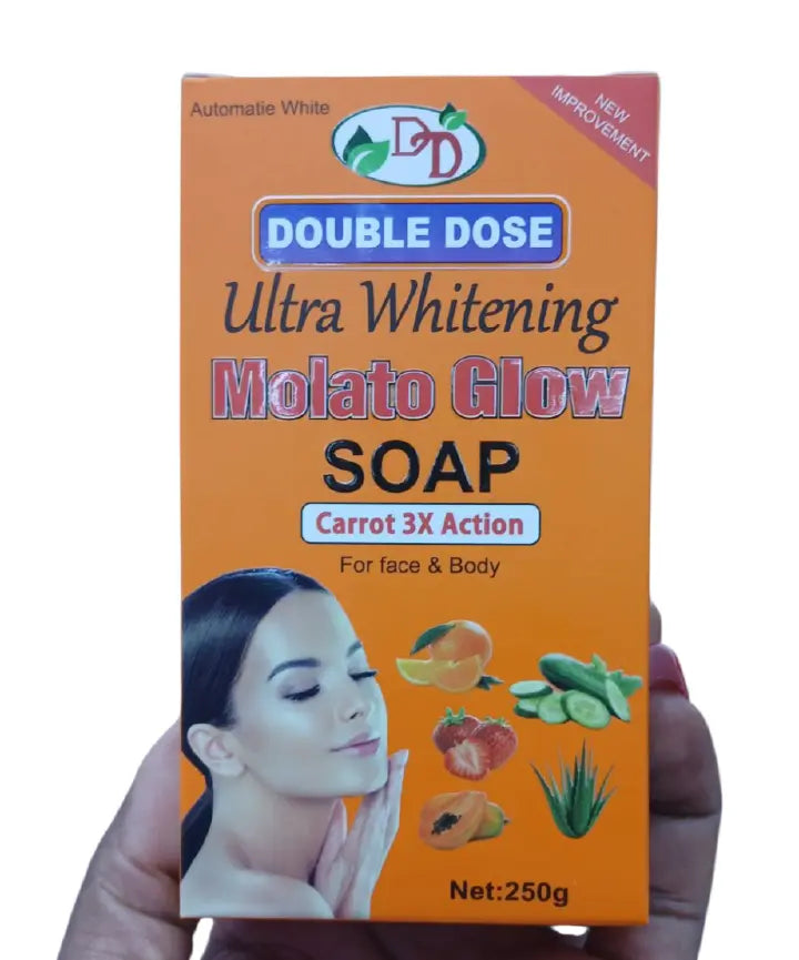 Molato Glow Double Dose Ultra Whitening 5 Days Action Face And Body Soap For Moisturizing, Brightening - clears aches, pigmentations, stretch marks, & sunburn pimples