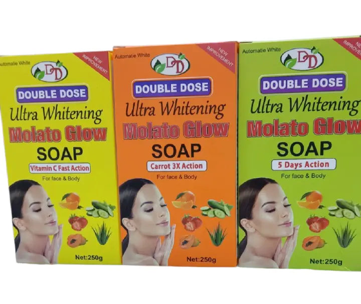 Molato Glow Double Dose Ultra Whitening 5 Days Action Face And Body Soap For Moisturizing, Brightening - clears aches, pigmentations, stretch marks, & sunburn pimples