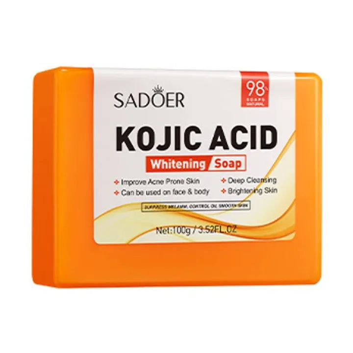 Sadoer Kojic Soap, Kojic Acid Whitening Soap, Deep Cleansing, Skin Brightening Like Vitamin C, Improve Acne Prone Skin, For Face and Body Skin Care