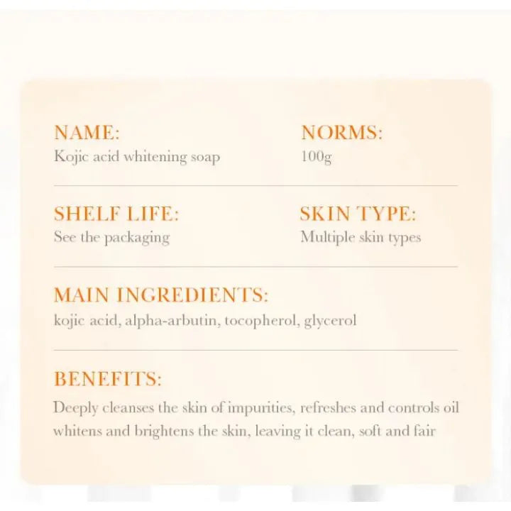 Sadoer Kojic Soap, Kojic Acid Whitening Soap, Deep Cleansing, Skin Brightening Like Vitamin C, Improve Acne Prone Skin, For Face and Body Skin Care