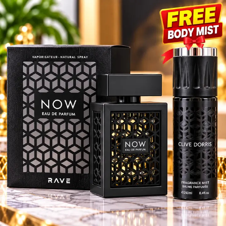 Lattafa Rave NOW Premium Long-Lasting Fragrance for Men, Fruity Woody Aromatic Scent 100ml – + FREE Clive Doris Body Mist 250ml