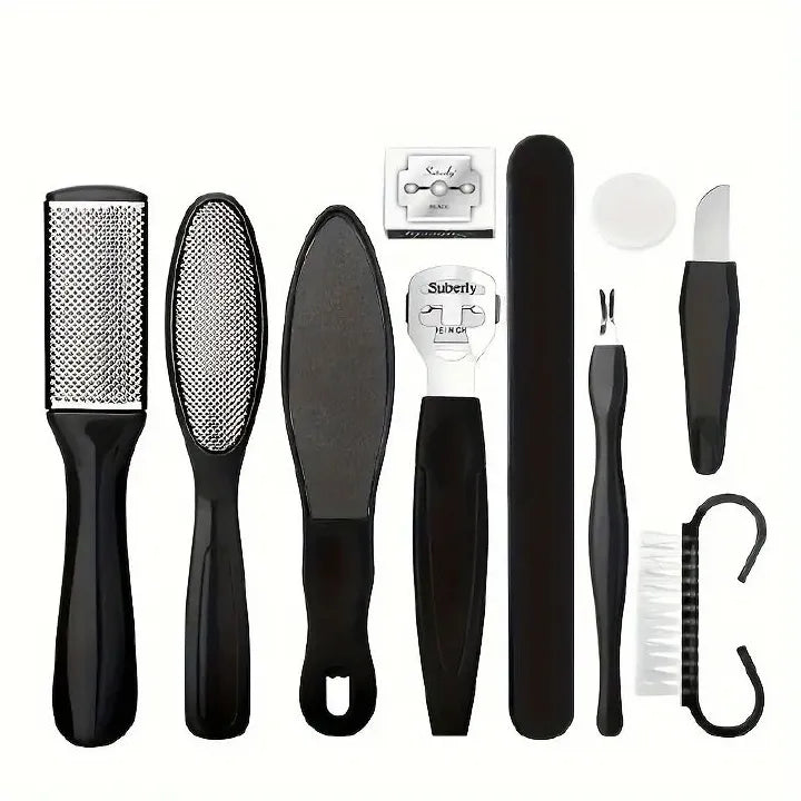 10pcs Stainless Steel Foot File Set - Professional Unscented Pedicure Tools for Dead Skin Removal and Foot Care Manicure Essentials