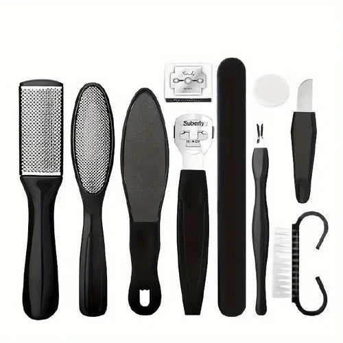10pcs Stainless Steel Foot File Set - Professional Unscented Pedicure Tools for Dead Skin Removal and Foot Care Manicure Essentials