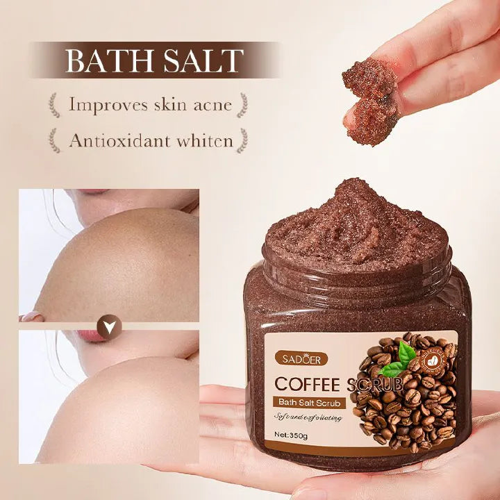 Sadoer Coffee Scrub Exfoliating Brightening Cleaning Dark Spots Removal Fade Melanin Pigmentation Whitening Scrub Coffee Sea Salt Bath SPA for Face Body