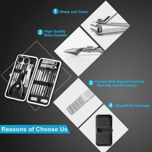 TOUPHY Manicure Nail Clippers Kit Pedicure Set Nail 19Pcs
