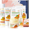 SADOER 8 Pieces Tumeric Skin Care Set: Turmeric Face Cream + Soap + Serum+ Toner + 3 Face Mask + Face Cleanser like Vitamin C For Treating Dark Spots, Anti-wrinkles & Improving Skin Texture, Smoothing