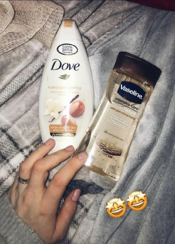 2 In 1 BEST OFFER!!! Intensive Care Cocoa Radiant Body Oil + Dove Purely Pampering Shea Butter & Warm Vanilla Body Wash