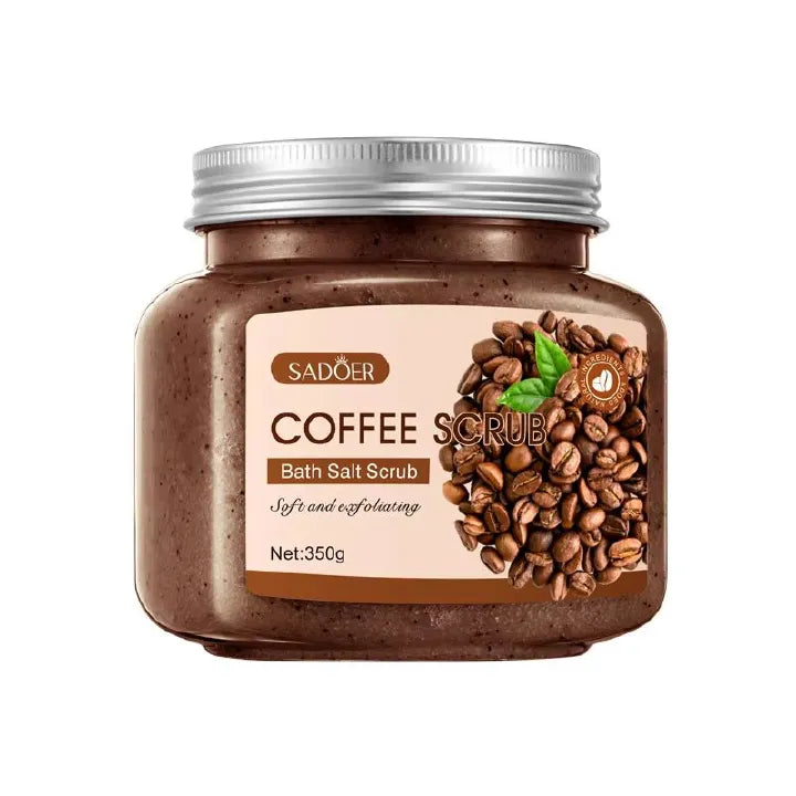 Sadoer Coffee Scrub Exfoliating Brightening Cleaning Dark Spots Removal Fade Melanin Pigmentation Whitening Scrub Coffee Sea Salt Bath SPA for Face Body