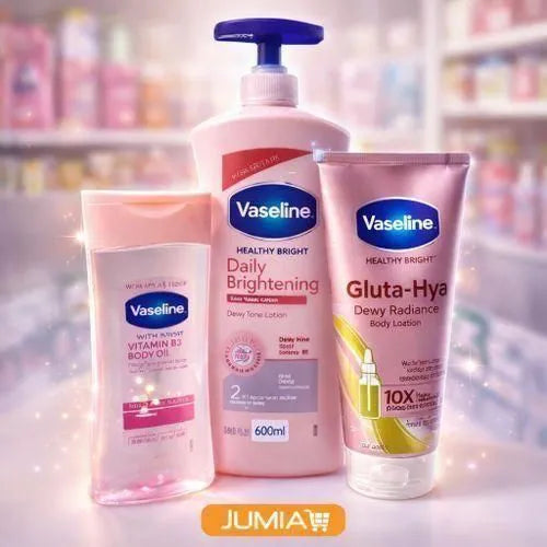 Vaseline 3 in 1 Brightening Package: Intensive Care Vitamin B3 Body Oil 200ML + Daily Brightening Even tone Lotion 600ML+ Gluta-Hya Dewy Radiance Serum Burst Lotion