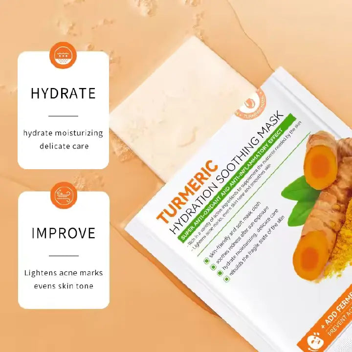 SADOER 8 Pieces Tumeric Skin Care Set: Turmeric Face Cream + Soap + Serum+ Toner + 3 Face Mask + Face Cleanser like Vitamin C For Treating Dark Spots, Anti-wrinkles & Improving Skin Texture, Smoothing