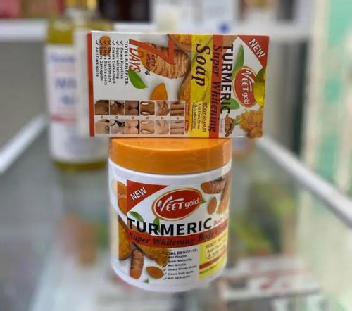 2 In 1 SPECIAL OFFER!!! Veet Gold Tumeric Super Whitening Body Cream + Tumeric Super Whitening Body Soap