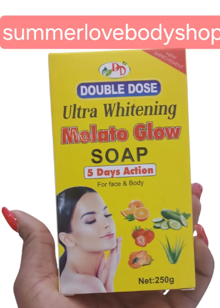 Molato Glow Double Dose Ultra Whitening 5 Days Action Face And Body Soap For Moisturizing, Brightening - clears aches, pigmentations, stretch marks, & sunburn pimples (Check out product variations)