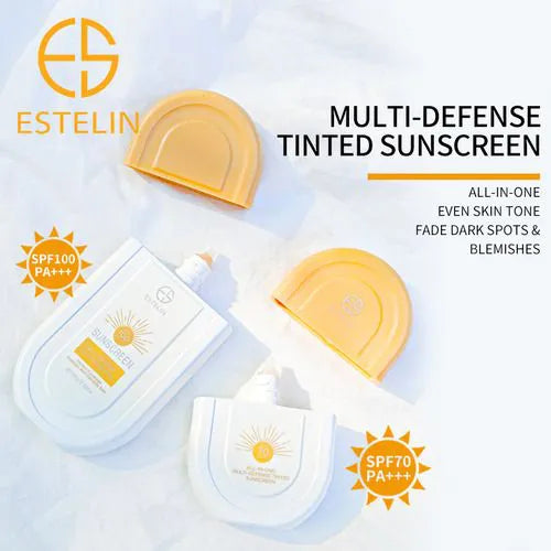 ESTELIN Sunscreen Cream (100g) All-In-One Multi-Defense Tinted SPF 100 PA+++ Sunblock UVA UVB Protection