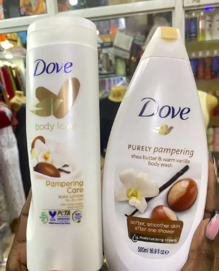 Dove 2 In 1 BODYCARE SET: Pampering Care Body Lotion + Purely Pampering Body Wash