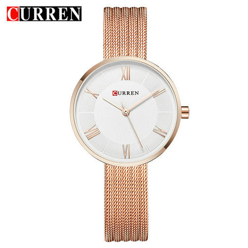 CURREN 9020 Fashion Lady Quartz Mesh Steel Watch Women Wrist Watch Variant