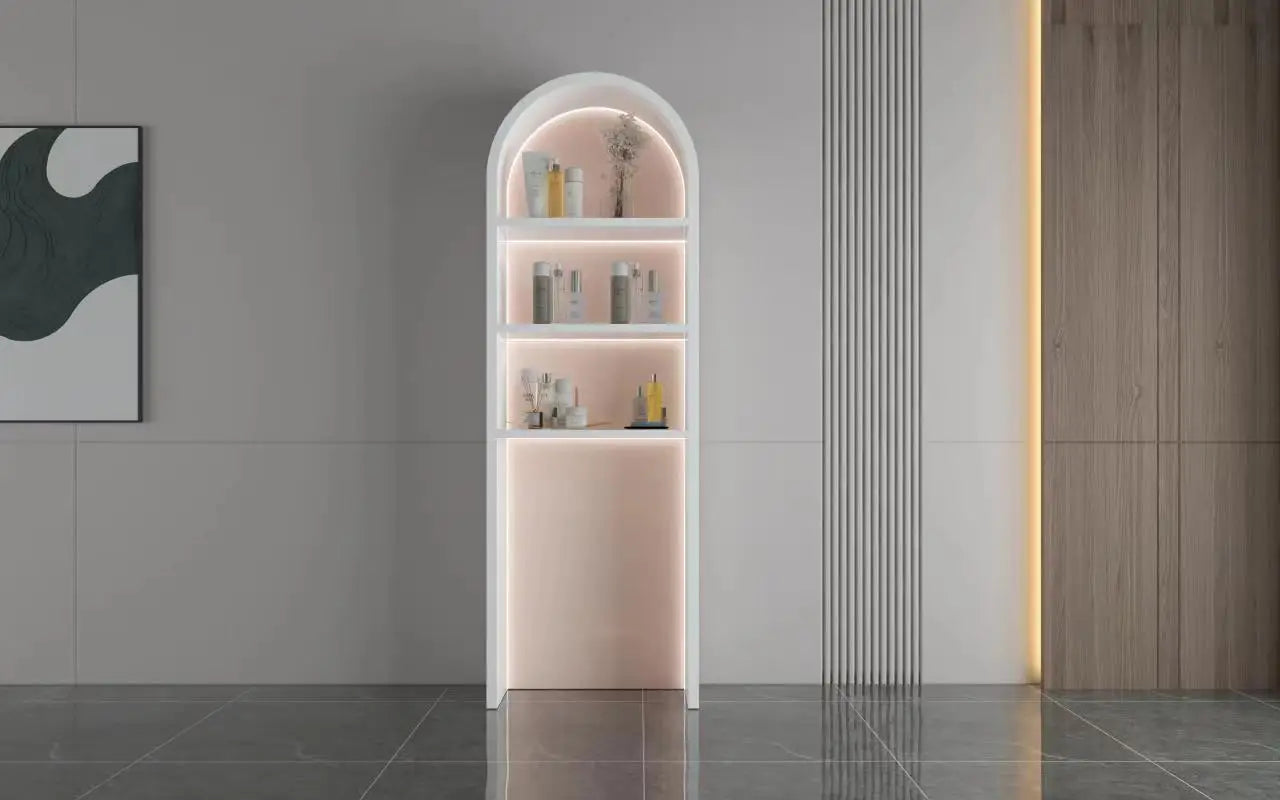 Commercial Merchandising Beauty Salon Display Shelves Custom Design Beauty Display Showcase with LED Light