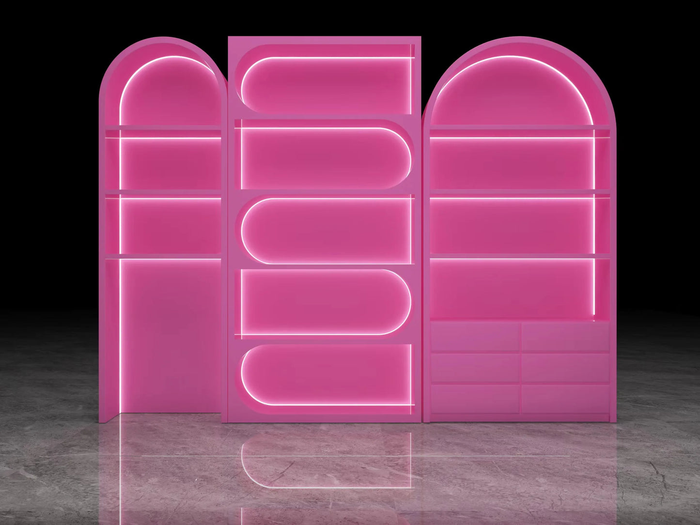 Commercial Merchandising Beauty Salon Display Shelves Custom Design Beauty Display Showcase with LED Light