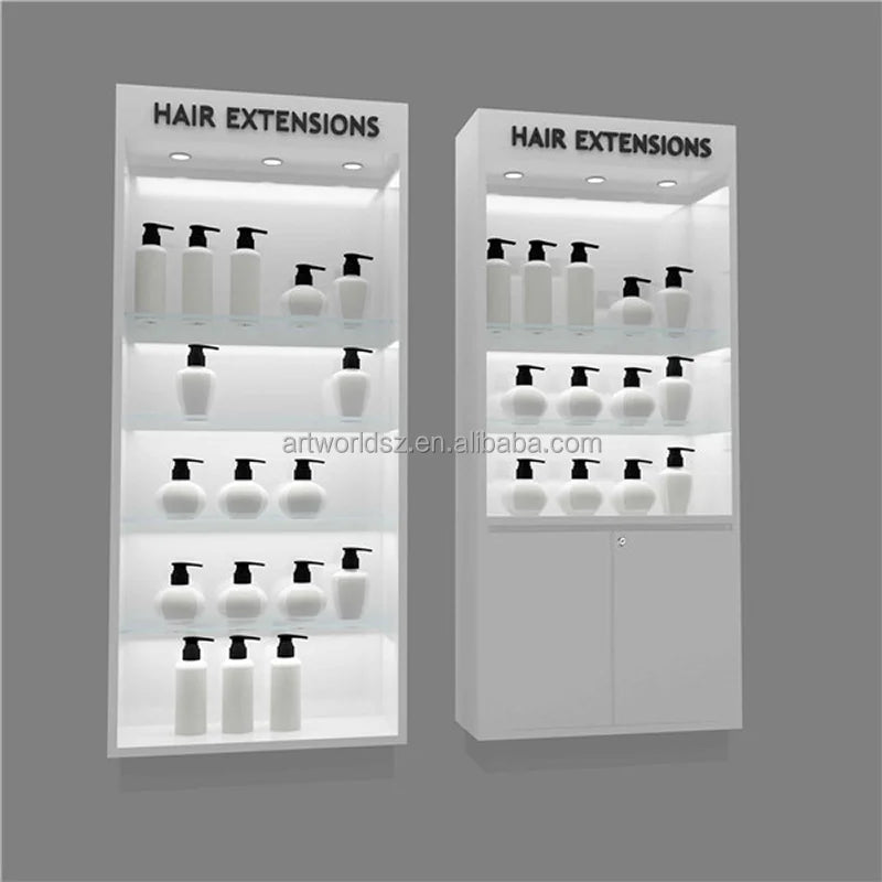 Commercial Merchandising Beauty Salon Display Shelves Custom Design Beauty Display Showcase with LED Light