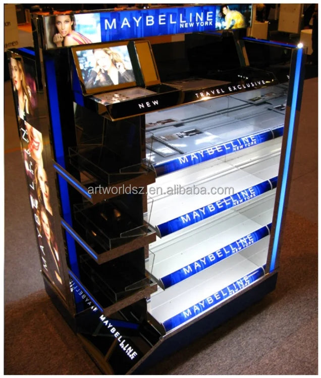 Commercial Merchandising Beauty Salon Display Shelves Custom Design Beauty Display Showcase with LED Light