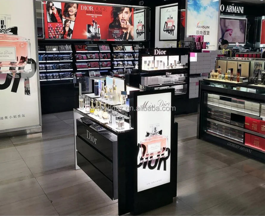 Commercial Merchandising Beauty Salon Display Shelves Custom Design Beauty Display Showcase with LED Light