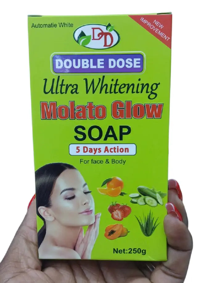 Molato Glow Double Dose Ultra Whitening 5 Days Action Face And Body Soap For Moisturizing, Brightening - clears aches, pigmentations, stretch marks, & sunburn pimples (Check out product variations)