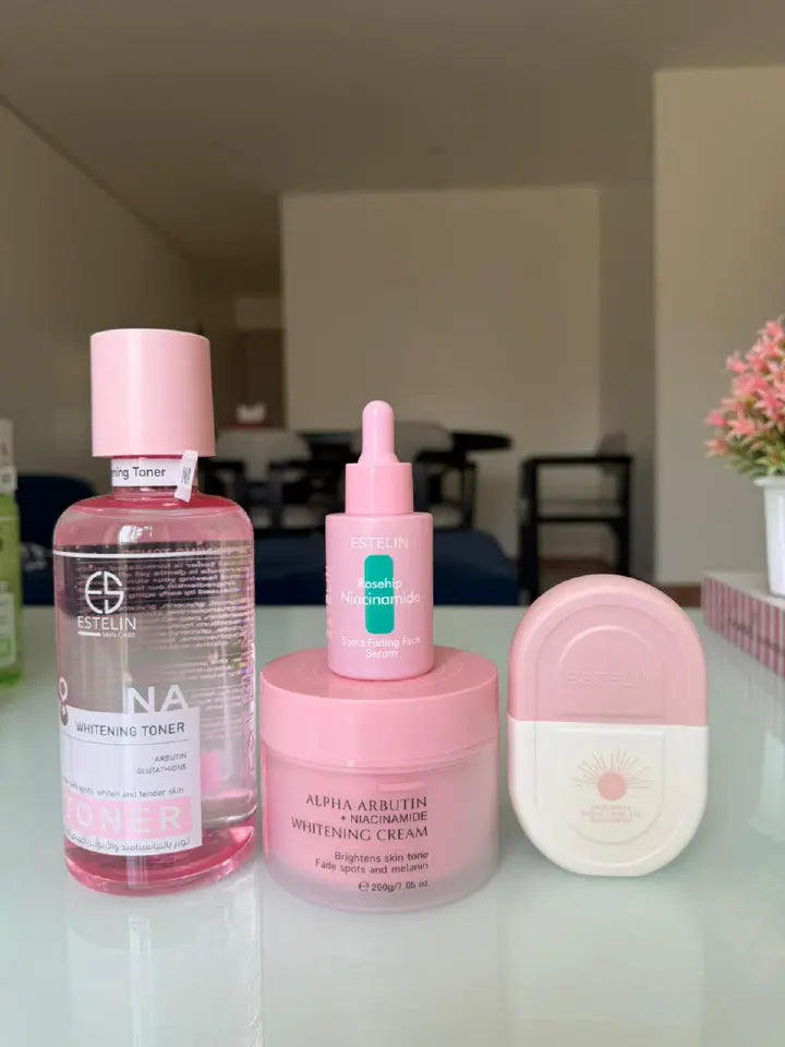 ESTELIN 4 in 1 SPOT FADING SET!!! Toner + Rosehip Niacinamide Serum + Alpha Arbutin Cream + SPF 50 Sunscreen