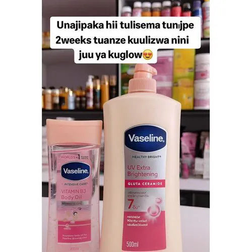 Vaseline Glow Combo, UV Extra Brightening Lotion 500ml & Vitamin B3 Body Oil 200ml