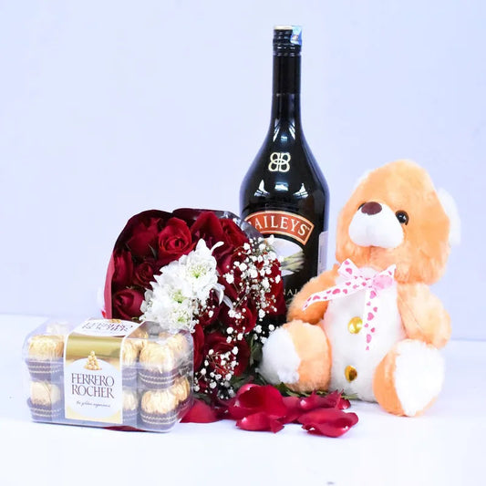 Baileys Irish Cream liqueur & Teddy Bear Gift Basket