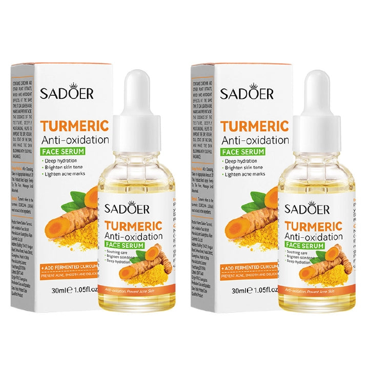 SADOER 2 Pieces Tumeric Serum, Tumeric Face Serum (can Combine with Vitamin C Serum) for Deep Skin Hydrating Formula, c Skin Moistening, Moisturizer, Fade Dark Spots, Lighten Acne marks, 2 pieces 30ml