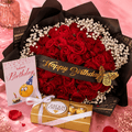 Birthday Mojo, 60 Red Roses, Ferrero Rocher and Birthday Card