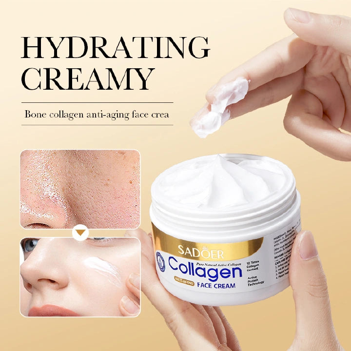 SADOER 4 in 1, Collagen Serum +  Collagen Cream + Black Head Peeling Mask + Lipstick  Anti Aging, Face Moisturizer