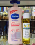 Vaseline 2 In 1 Glowing Set: Daily Brightening Eventone Lotion + Marula Glow Skin Oil