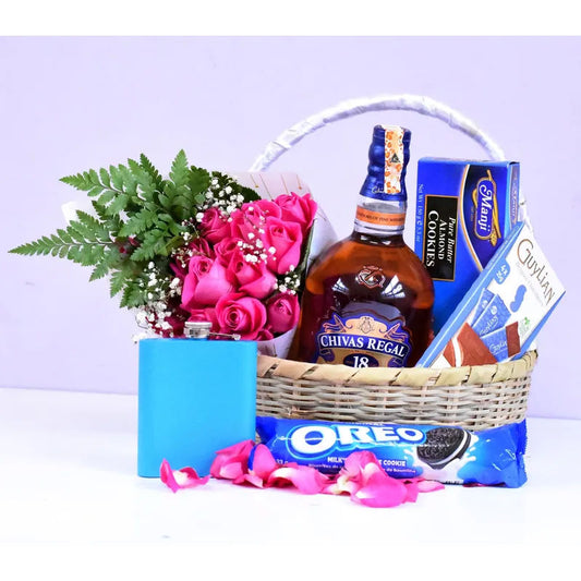 Chivas Regal & Pink Roses Gift Set