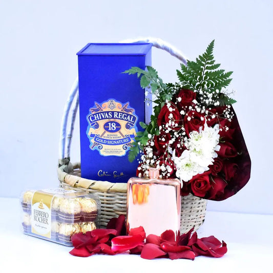 Chivas Regal & Red Roses Gift Basket