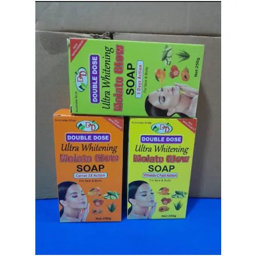 Molato Glow Double Dose Ultra Whitening 5 Days Action Face And Body Soap For Moisturizing, Brightening - clears aches, pigmentations, stretch marks, & sunburn pimples (Check out product variations)