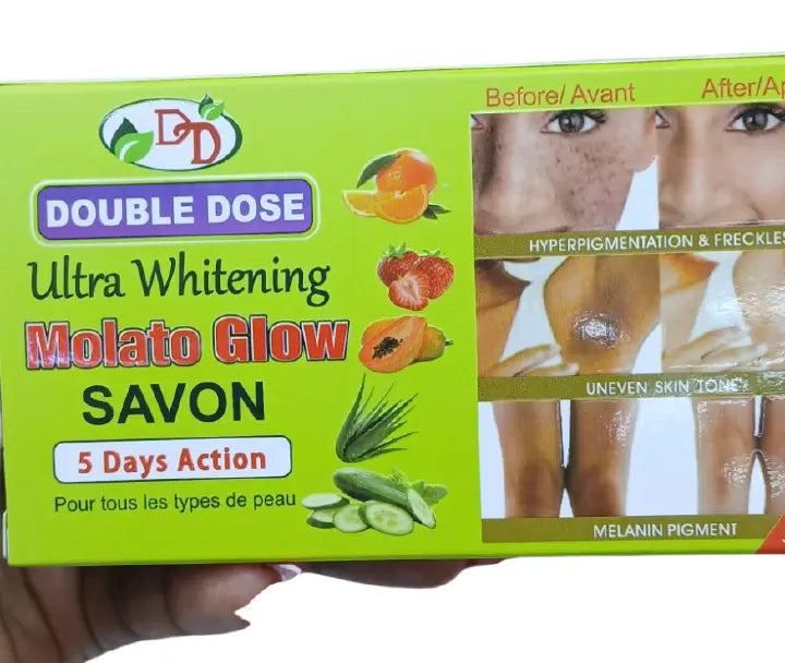 Molato Glow Double Dose Ultra Whitening 5 Days Action Face And Body Soap For Moisturizing, Brightening - clears aches, pigmentations, stretch marks, & sunburn pimples (Check out product variations)