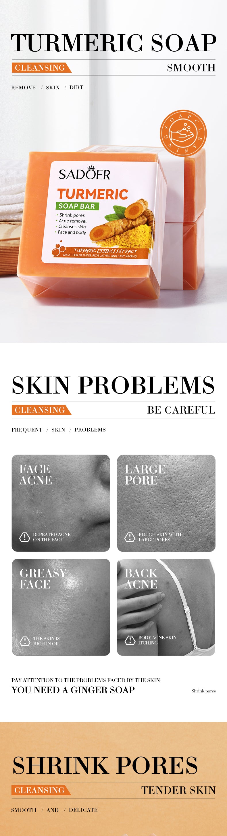 3 Pieces Turmeric Soap, Tumeric Soap, Moisturizes the Skin, Increase Water Retention, Remove Acnes, Like Vitamin C it Fade Dark Marks, Shrink Pores, Brighten Skin, Soften Skin, Anti Acne, Oil Control
