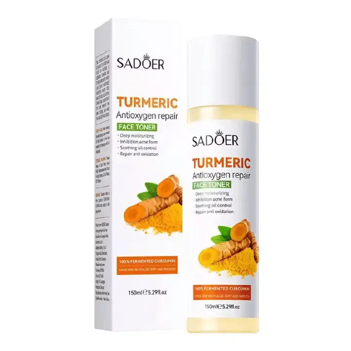 SADOER 8 Pieces Tumeric Skin Care Set: Turmeric Face Cream + Soap + Serum+ Toner + 3 Face Mask + Face Cleanser like Vitamin C For Treating Dark Spots, Anti-wrinkles & Improving Skin Texture, Smoothing