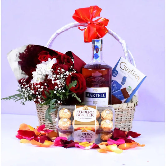Martel Cognac & Flower Basket