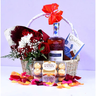 Martel Cognac & Flower Basket