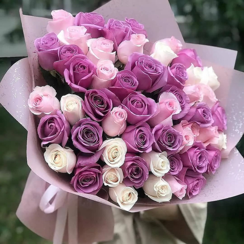The Lavender Dream – Purple, Blush Pink & White Rose Bouquet